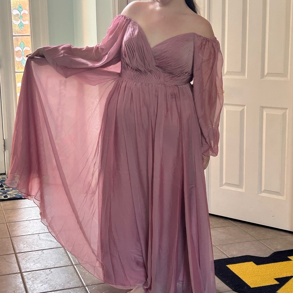 Elegant Off-Shoulder Pink Dress